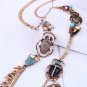 Vintage Insect Bugs Long Chain Necklace Brass Acrylic Crystal Glass Women Fashion Jewelry