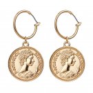 Trendy Vintage Medusa Coin Portrait Pendant Drop Dangle Earrings Gold Ethnic Women Charm Jewelry
