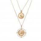 Simple Vintage Layering Coin Round Medusa Necklace Pendant Golden Portrait Trendy