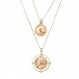 Simple Vintage Layering Coin Round Medusa Necklace Pendant Golden Portrait Trendy