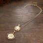 Simple Vintage Layering Coin Round Medusa Necklace Pendant Golden Portrait Trendy