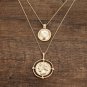 Simple Vintage Layering Coin Round Medusa Necklace Pendant Golden Portrait Trendy