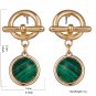 Golden Charm Emerald Adventurine Green Stone Drop Earrings Small Cute Elegant Dangle