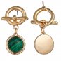 Golden Charm Emerald Adventurine Green Stone Drop Earrings Small Cute Elegant Dangle