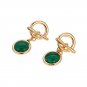 Golden Charm Emerald Adventurine Green Stone Drop Earrings Small Cute Elegant Dangle