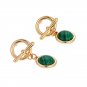 Golden Charm Emerald Adventurine Green Stone Drop Earrings Small Cute Elegant Dangle