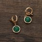 Golden Charm Emerald Adventurine Green Stone Drop Earrings Small Cute Elegant Dangle