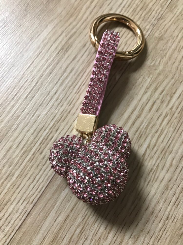 Rhinestone Crystal Keychain Keyring Tassel Mickey Bear BallPendant Bag Pendant Accessory Woman