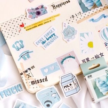 50Pcs Cute Japanese Blue Summer Stationery Stickers Kawaii Paper Kids DIY Scrapbooking Diary