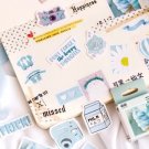 50Pcs Cute Japanese Blue Summer Stationery Stickers Kawaii Paper Kids DIY Scrapbooking Diary