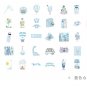 50Pcs Cute Japanese Blue Summer Stationery Stickers Kawaii Paper Kids DIY Scrapbooking Diary