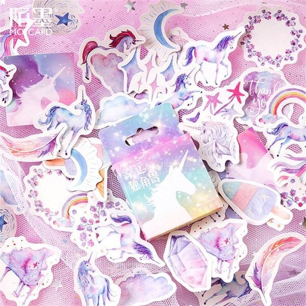 45Pcs Cute Unicorn Magical Pretty Stationery Stickers Kawaii Paper Kids DIY Scrapbooking Diary