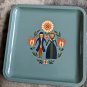 Tin Folk Art Tray Opthalmic Merck  PA Dutch 8"x8" Advertisements trays