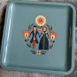 Tin Folk Art Tray Opthalmic Merck  PA Dutch 8"x8" Advertisements trays