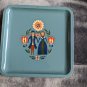 Tin Folk Art Tray Opthalmic Merck  PA Dutch 8"x8" Advertisements trays