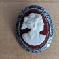 Vintage Sterling Silver Cameo Pin Broach