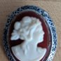 Vintage Sterling Silver Cameo Pin Broach