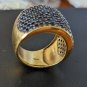 925 Sterling Silver GIE India Wide Band Black Diamonds Pave Ring size 9.25