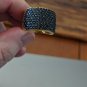 925 Sterling Silver GIE India Wide Band Black Diamonds Pave Ring size 9.25
