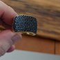 925 Sterling Silver GIE India Wide Band Black Diamonds Pave Ring size 9.25