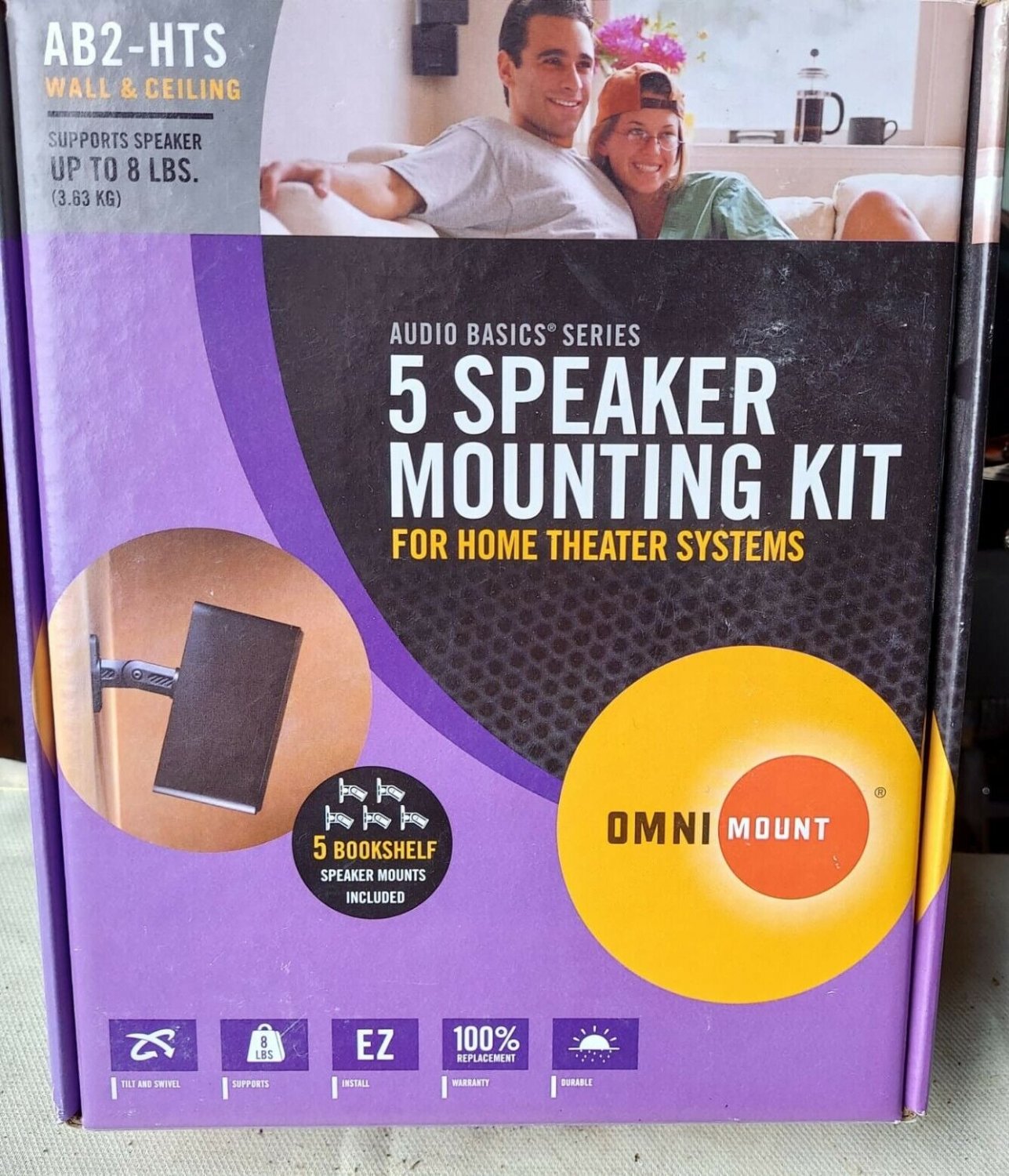 OmniMount AB2-HTS 5 Speaker Mounting Kit Speakers Black