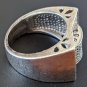 Vintage 925 Silver Black Diamond Pave Wide Band Size 9 Ring