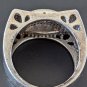 Vintage 925 Silver Black Diamond Pave Wide Band Size 9 Ring