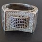 Vintage 925 Silver Black Diamond Pave Wide Band Size 9 Ring