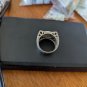 Vintage 925 Silver Black Diamond Pave Wide Band Size 9 Ring
