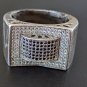 Vintage 925 Silver Black Diamond Pave Wide Band Size 9 Ring