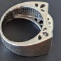 Vintage 925 Silver Black Diamond Pave Wide Band Size 9 Ring