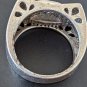 Vintage 925 Silver Black Diamond Pave Wide Band Size 9 Ring