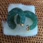 Vtg 1982 AVON &acirc;��Floral Hoop &acirc;�� Jade Tone&acirc;�� Faux Jade Lucite Hoop Post Earrings NIB