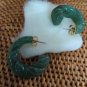 Vtg 1982 AVON &acirc;��Floral Hoop &acirc;�� Jade Tone&acirc;�� Faux Jade Lucite Hoop Post Earrings NIB