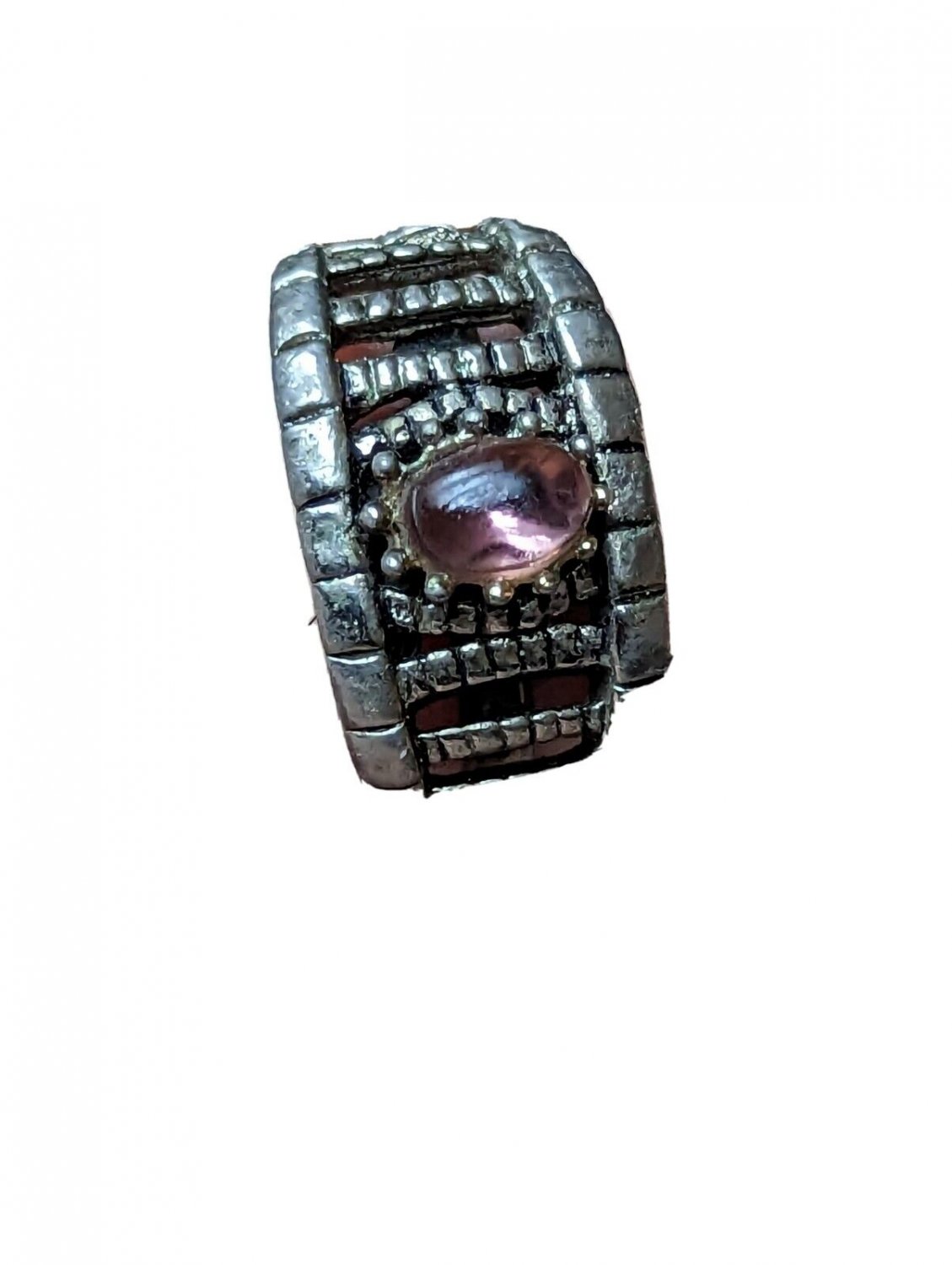 Vintage Vogue Silver Ring With Small Amethyst Size 8