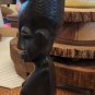 Original Kenyan Hand Carved African Woman Bust Head Ebony Wood Vintage