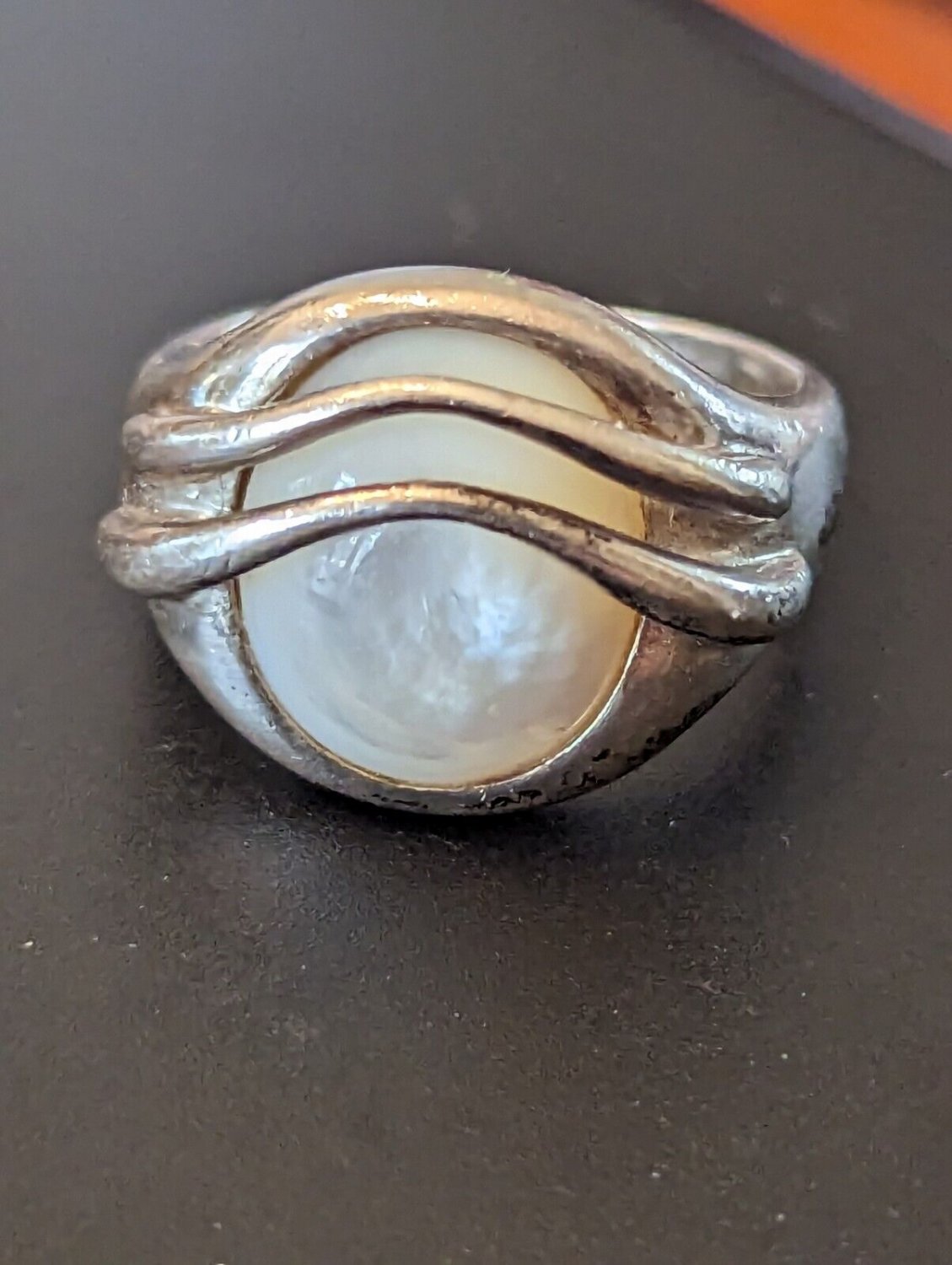 925 Sterling Silver White Opal Ring Size 7
