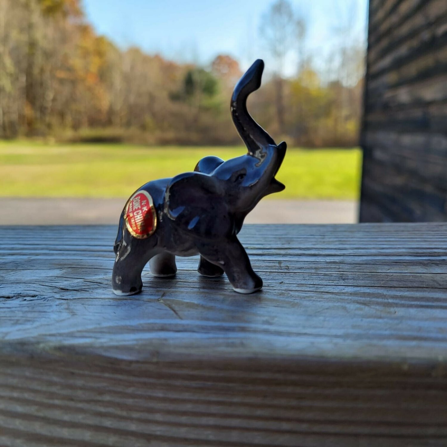 NNK Bone China Black Elephant Figurine Made In Japan