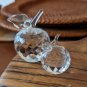 Two Faceted Crystal Glass Apple Figurines
