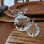 Two Faceted Crystal Glass Apple Figurines