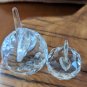 Two Faceted Crystal Glass Apple Figurines