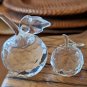 Two Faceted Crystal Glass Apple Figurines