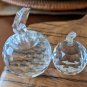 Two Faceted Crystal Glass Apple Figurines