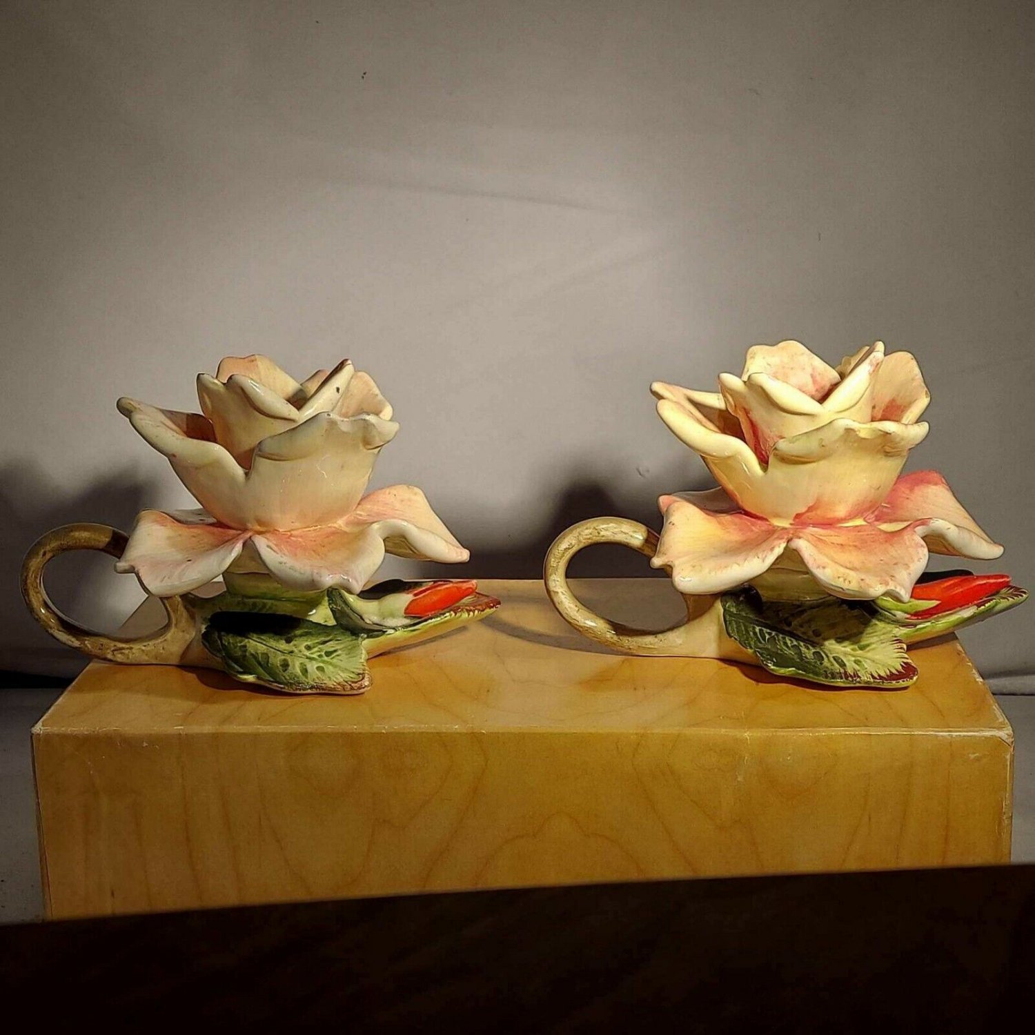 Capodimonte Flower Single Candle Holder Set Of Two