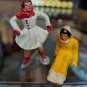 Vintage Barclay 2.5" Cast Iron Ice Skating Lady and Downhill Sliding Figurines