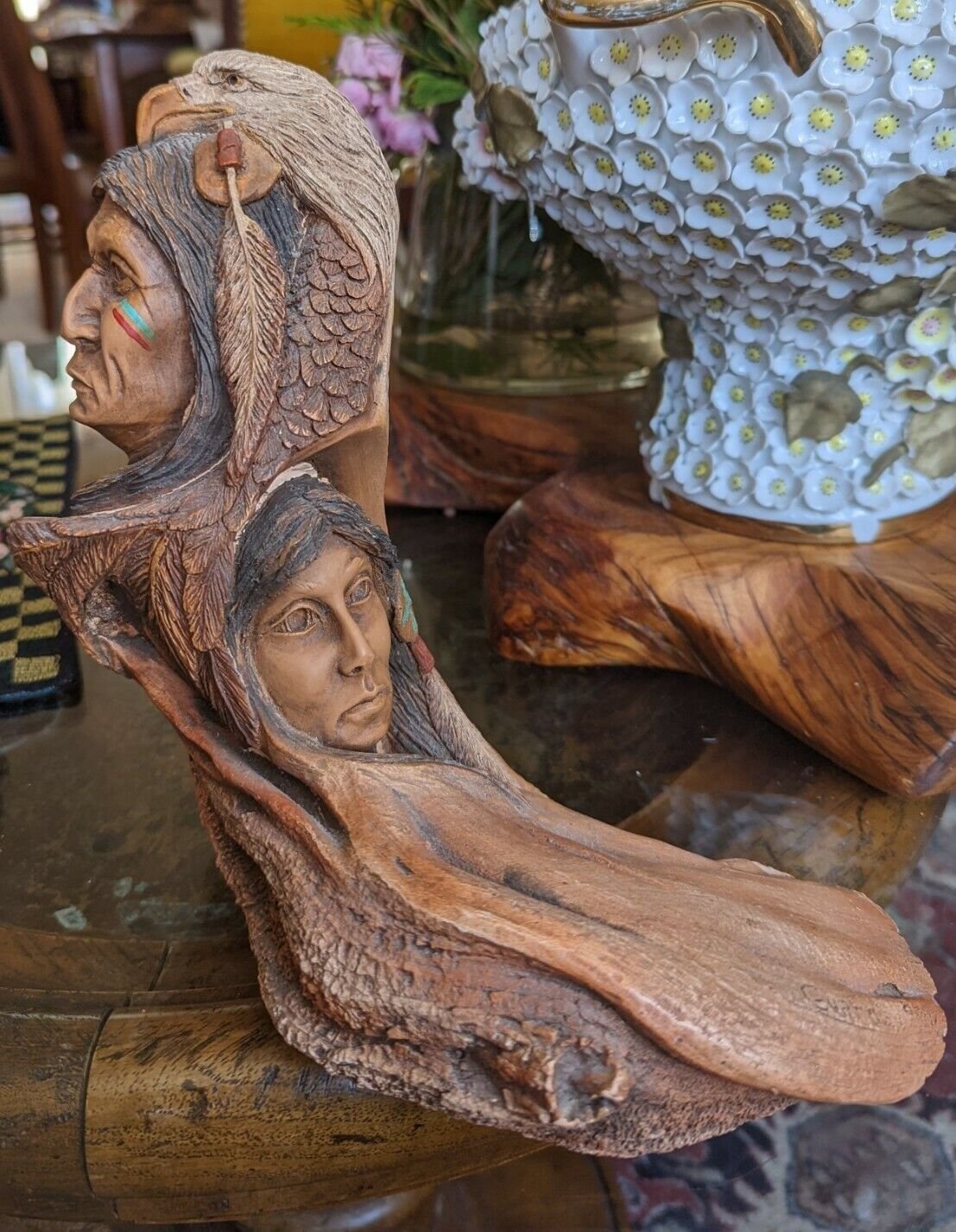 Guardian #3016 By Stephen Herrero 1990 Native American Chief Statue