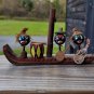 Miniature Japanese Wooden KOKESHI Dollhouse Black Voodoo Ethnic Family  Art