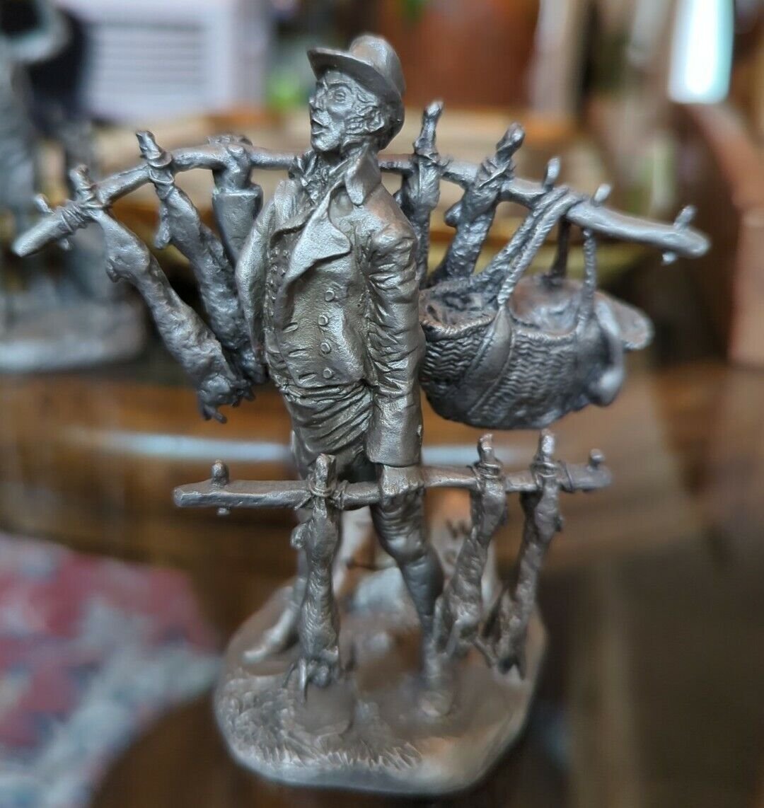 Franklin Mint Fine Pewter Statue The Rabbit Man Rabbits buy a fresh rabbit 1977