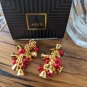 Vtg Avon Ring In The Holidays Pierced Earrings W Surgical Steel Posts