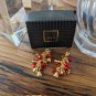 Vtg Avon Ring In The Holidays Pierced Earrings W Surgical Steel Posts